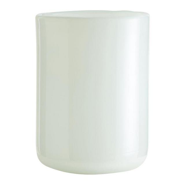 Mineral Glass Votive Candle Holder, White, Large