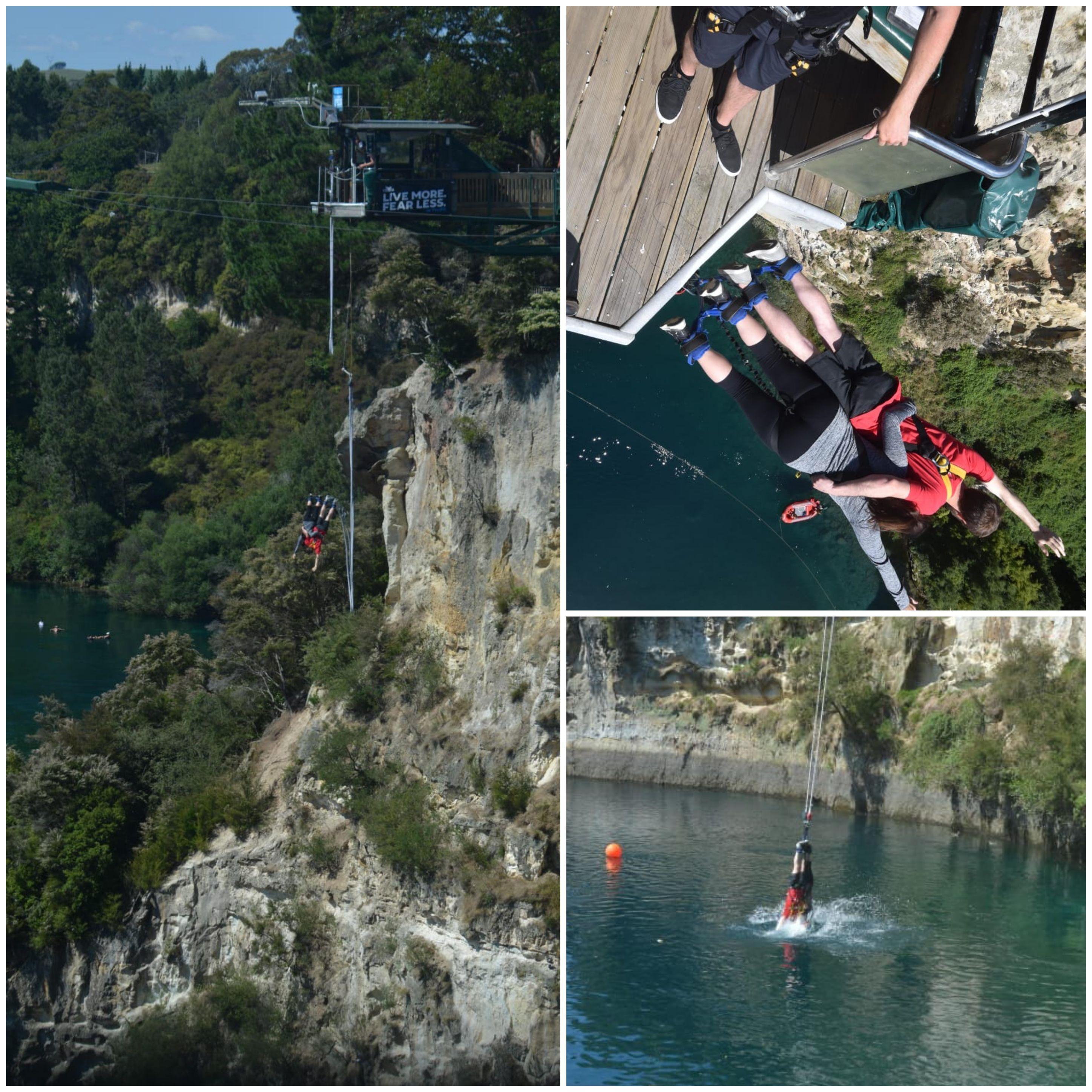 Bungy jumping 47m (154ft) via the highest water touch jump into the Waikato River, New Zealand (Dec 2019)
