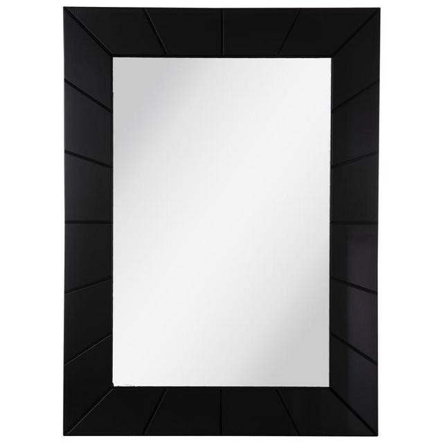 Black Carved Wood Wall Mirror