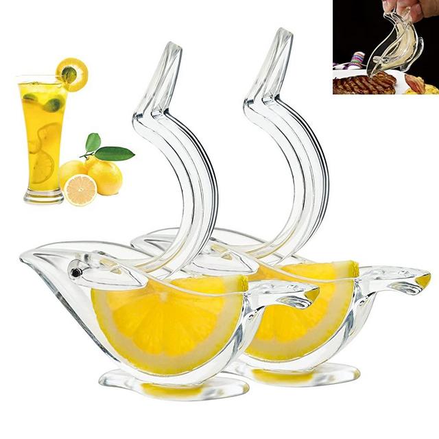 2 Pack Bird Lemon Squeezer, Lemon Juicer Acrylic Manual Juice Lime Squeezer Bird Shape Lemon Slice Wedge Squeezer, Ergonomic Portable Fruit Juicer for Orange Lemon Pomegranate Home Kitchen Bar Gadget