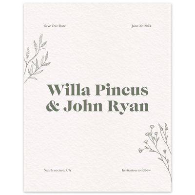 Beige Rustic Wedding Digital Save the Date - Sylvan Portrait