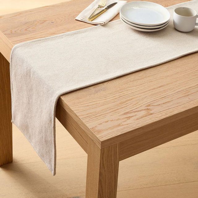 Textured Canvas Table Linens, Runner, Belgian Flax
