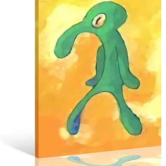 Classic Bold and Brash Painting Squidward Poster, Canvas Wall Art Print Home Bathroom Decor Framed Bedroom Office Living Room Small 8x12 Inches