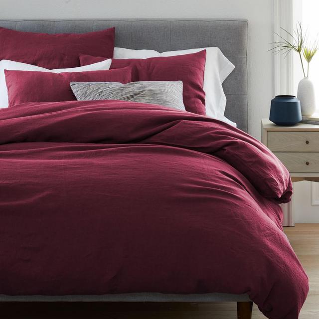 Belgian Flax Linen Duvet, Full/Queen, Currant