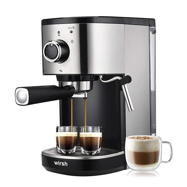 Wirsh Espresso Machine, 15 Bar Espresso Maker with Milk Frother for Espresso, Latte and Cappuccino, Professional Coffee Maker with 42 oz removable water tank, Stainless Steel