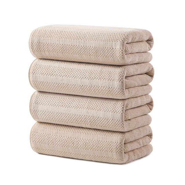 ecolook 4 Pack Microfiber Bath Towels, 31 x 63 inches Extra Large Bath Towel Set, Super Soft Highly Absorbent Bath Towels Set of 4, Quick Dry Lightweight Bathroom Towels for Spa, Pool, Gym, Camel