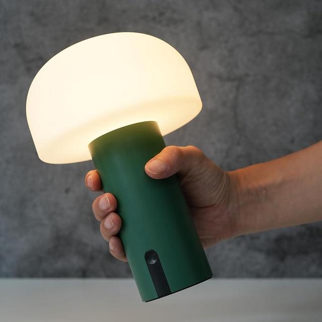 ILOVINIT Outdoor Mushroom Table Lamp Rechargeable, Cordless Lamps for Patio Waterproof, Portable Battery Operated Lamp with USB Charging, Touch Dimming Night Light for Home/Porch/Restaurant (Green)