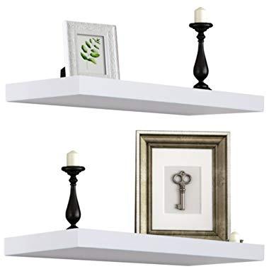 Sorbus Floating Shelf — Hanging Wall Shelves Decoration — Perfect Trophy Display, Photo Frames (White)