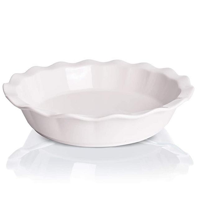 Bosmarlin Ceramic Pie Pan, 9 Inches Pie Dish, 50 Oz, Pie Plate for Baking, Microwave, Oven Safe and Dishwasher safe (White, 9 inches)