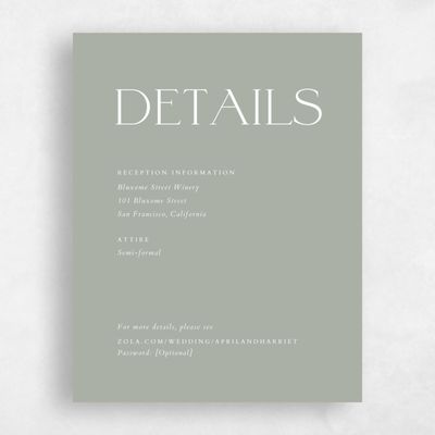 Green Simple Wedding Enclosure - Grayson