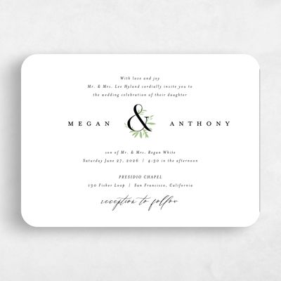 White Rounded Wedding Invitation - Jackson Landscape