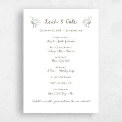 Pale Jade, Green Wedding Program - Gilda