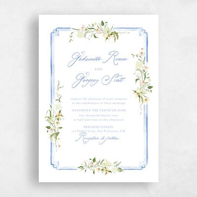 Denim Blue Wedding Invitation - Erica Classic