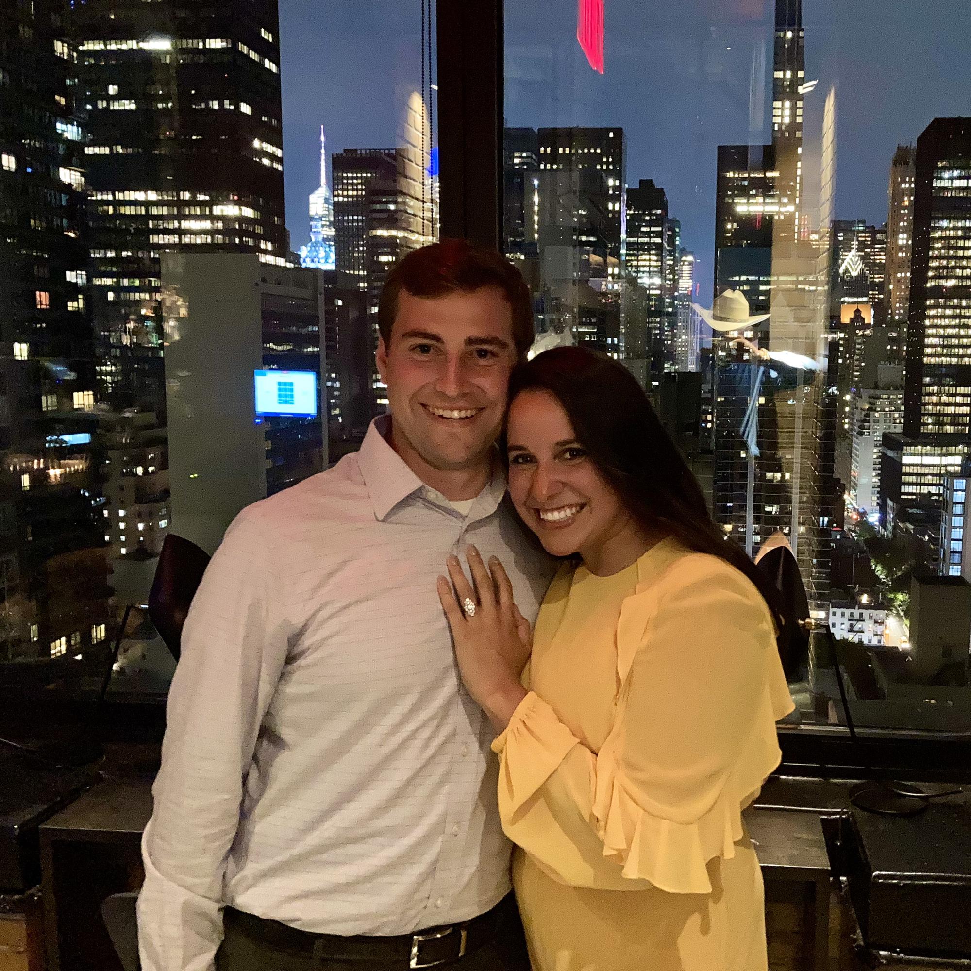 Thank you to the Texas cowboy who snapped this photo the night Sophia said "yes." If you look closely, you can see the reflection of his hat.
The Ophelia in NYC August 2021