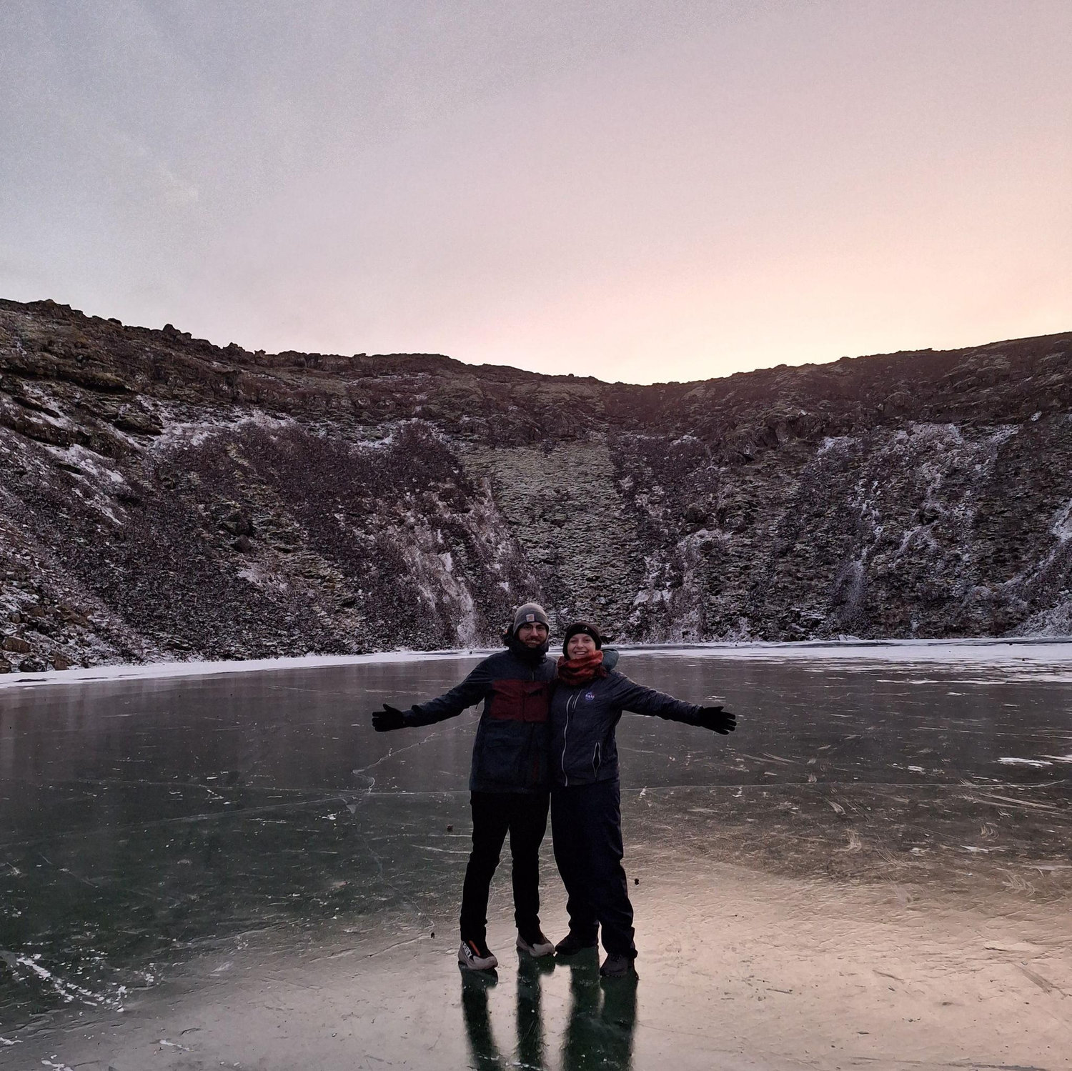 We had a magical time on the Iceland leg of our trip, check out this frozen crater lake!