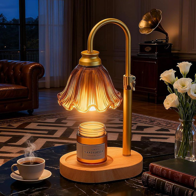 WYghyronic Candle Warmer Lamp with Timer & Dimmable 4-Level Brightness - Adjustable Height,for New Home Bedroom, Gifts for Women(Brown2)
