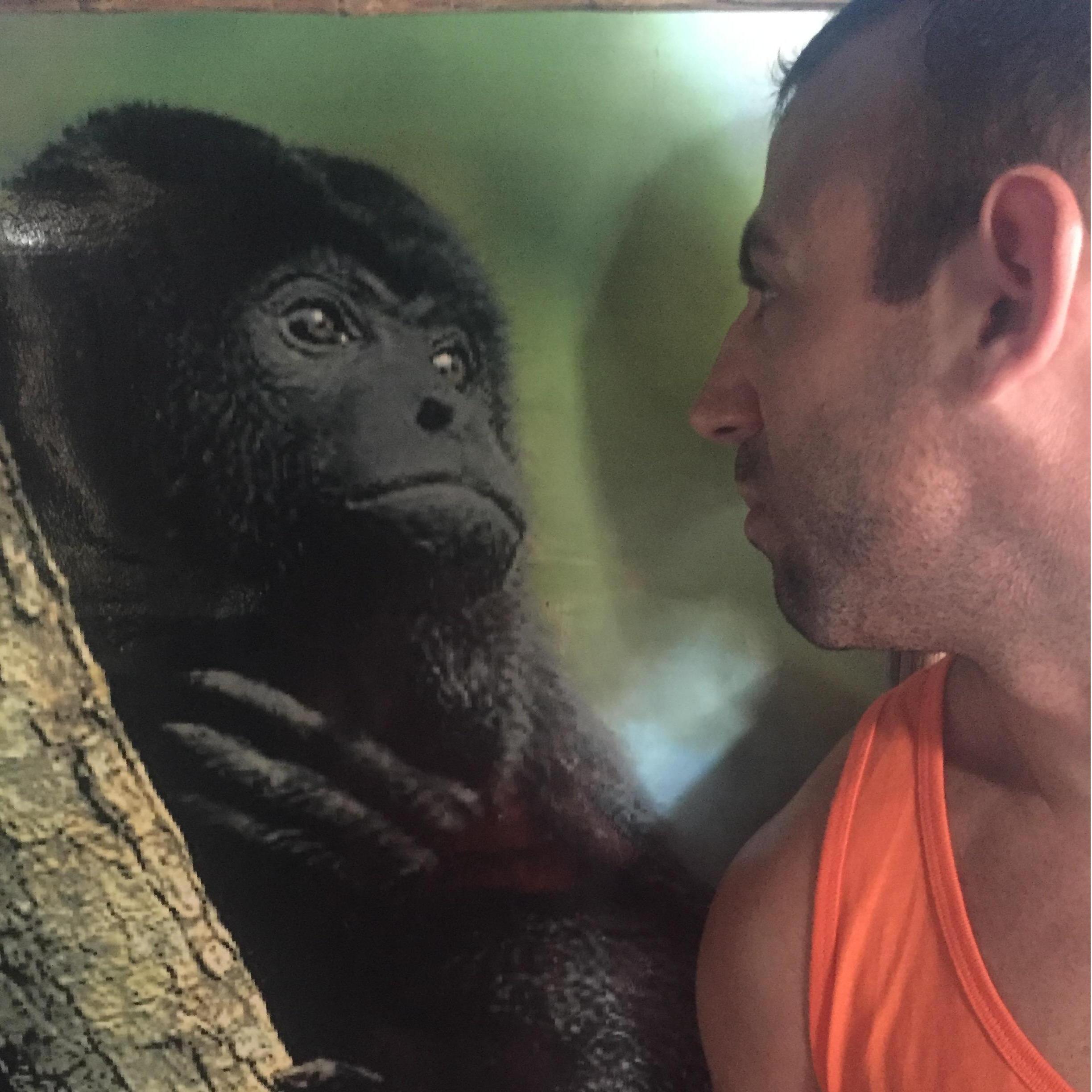 Vince having a staring contest with one of the monkies