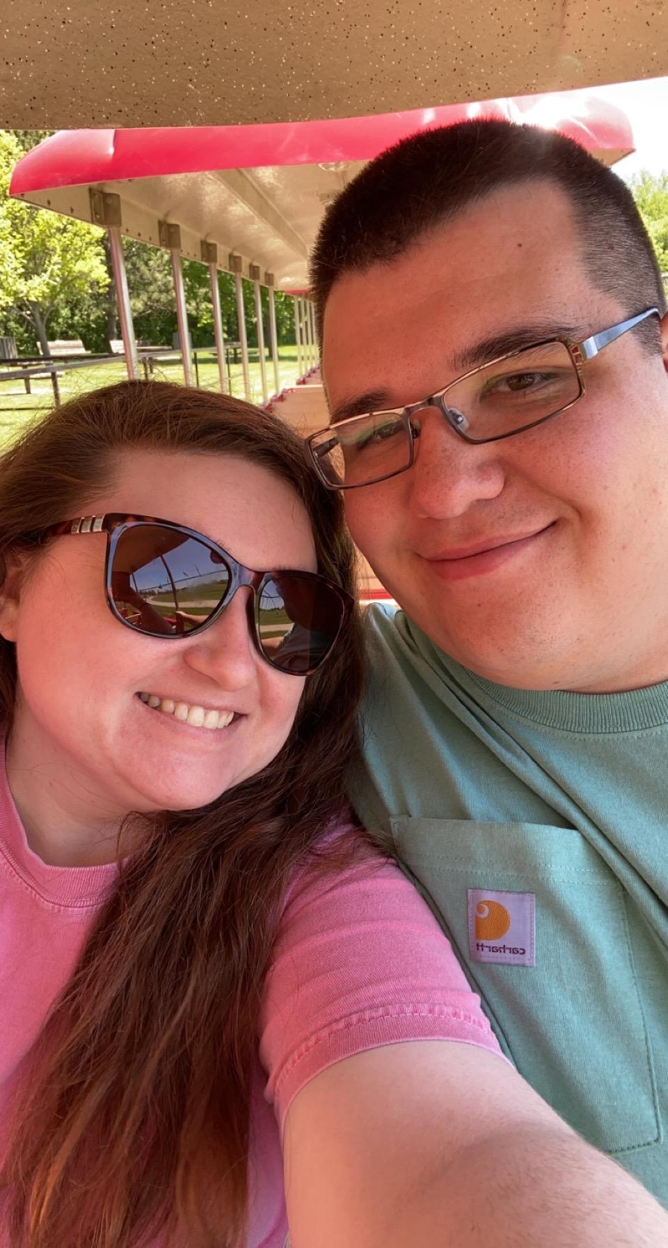 At Wylie Park, riding the train!