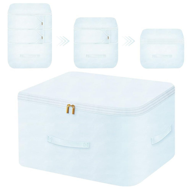 Ultra Space Saving Self Compression Organizer, Comforter Storage Bag for Clothes, Blankets, Pillows, Duvet, Comforters, Bedding Sets and Much More (Blue,X-L - 54 * 42 * 60cm)