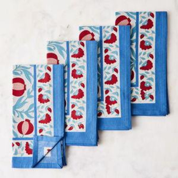 Couleur Nature Grenadine Blue & Red French Napkins | Food52