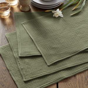 Organic Airy Gauze Placemats (Set of 8) in Olive
