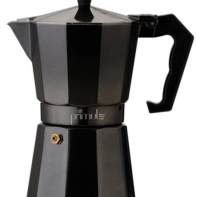 Primula Aluminum Stove Top Maker, Percolator Pot for Espresso, Moka, Cuban Coffee, Cappuccino, Latte and More, Perfect for Camping, 6 Cups, Black