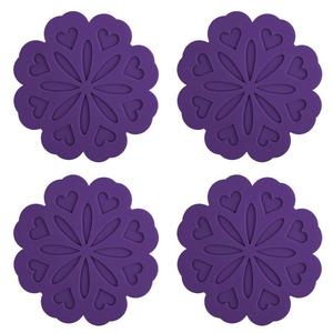 ME.FAN 4 Set Silicone Pot Holders, Trivet Mat, Jar Opener, Spoon Rest and Kitchen Trivet, Non Slip Flexible, Durable, Heat Resistant Dishwasher Safe Kitchen Trivet and Pot Pads -Purple
