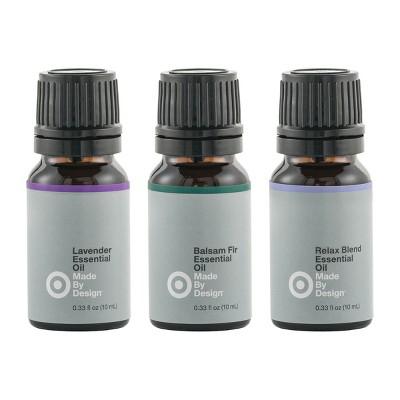 .33 fl oz 3pk 100% Pure Essential Oil Relax Set Lavender/Balsam Fir/ Relax Blend - Made By Design™