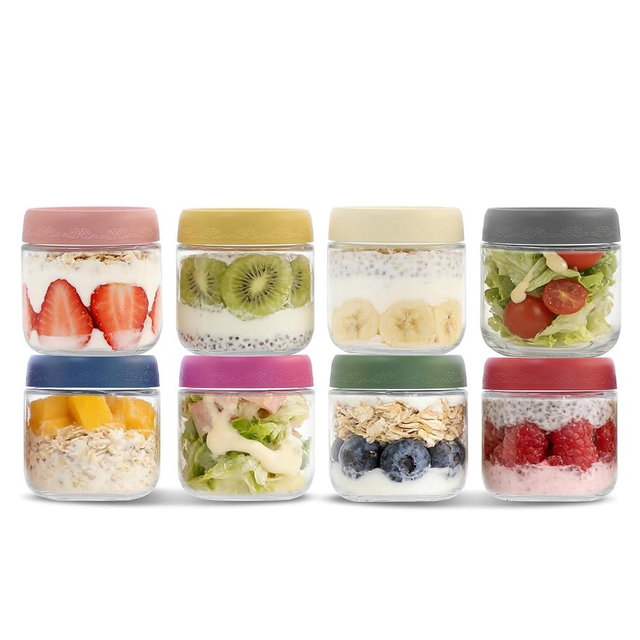 DicraoLea 10oz 8Pack Glass Overnight Oats Jars Containers with Airtight Leakproof Lids, Reusable Mason Jars for Meal Prep, Yogurt Parfaits, Smoothies, Salads & Healthy Breakfasts(10oz-8Pack)