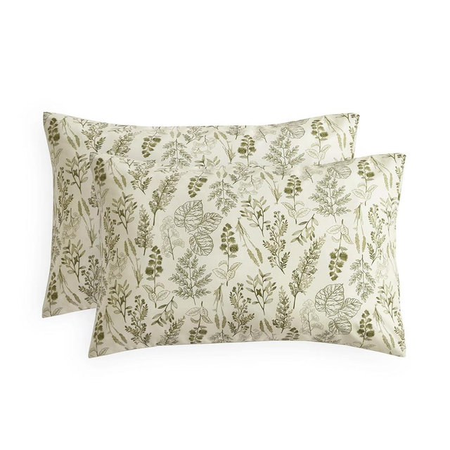 Wake In Cloud - Floral Pillow Cases, Botanical Vintage Flower Shabby Chic Coquette Cottagecore Aesthetic, Set of 2 Soft Pillowcases Pillow Shams Covers, Olive Green, Standard Size 20x26 Inches