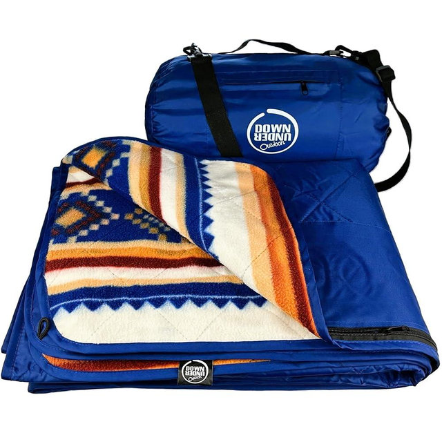 DOWN UNDER OUTDOORS Large Waterproof Windproof Extra Thick 350 GSM Quilted Fleece, or Sherpa Stadium Blanket