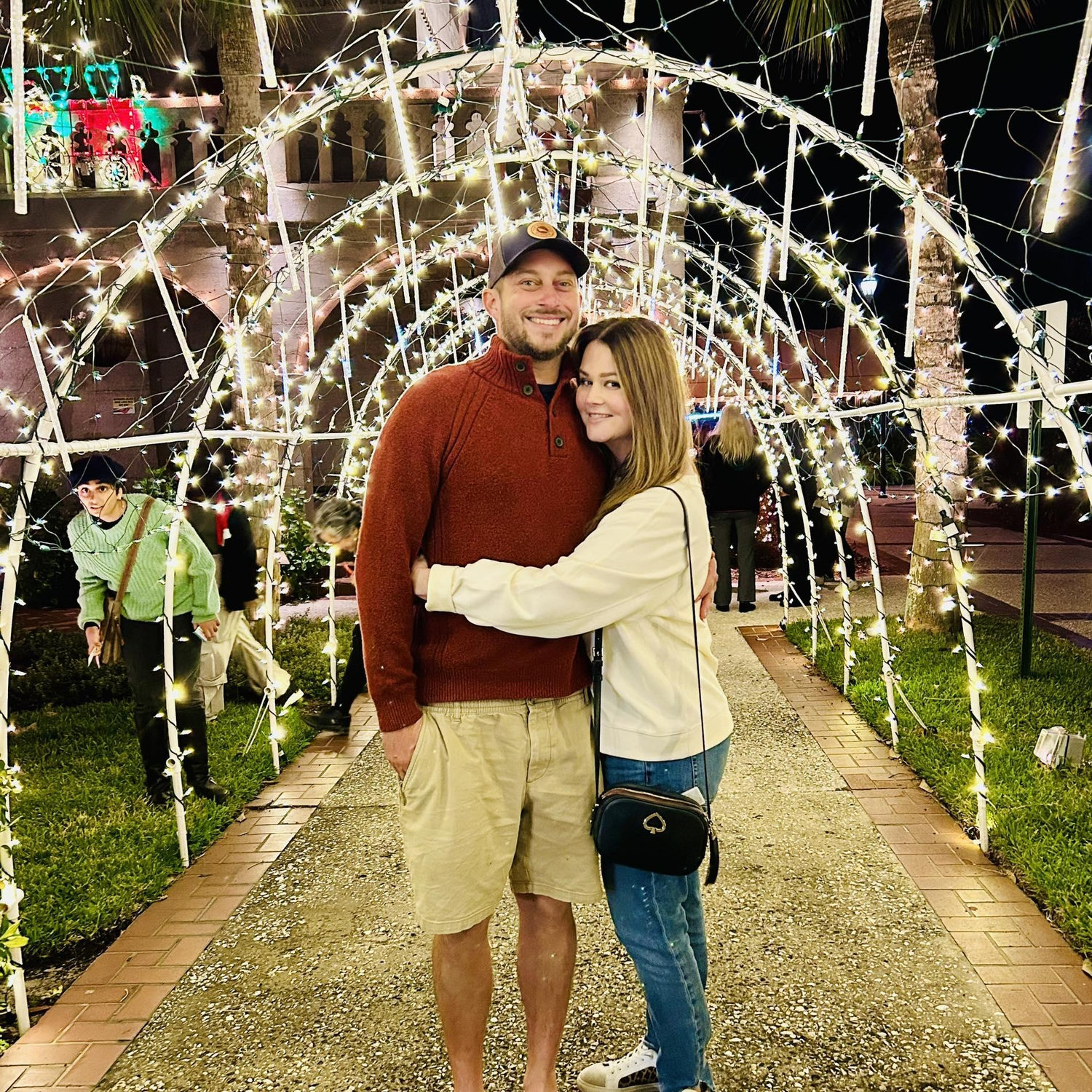 Enjoying Nights of Lights in Saint Augustine. This is a very special Christmas for us because it will be our only Christmas as fiancees!