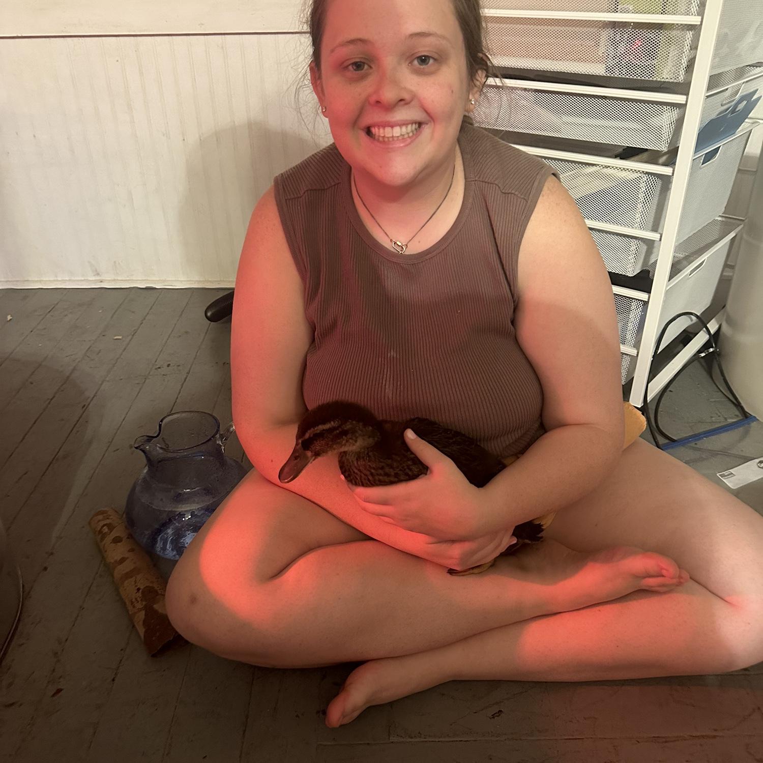Alison and baby Kiwi