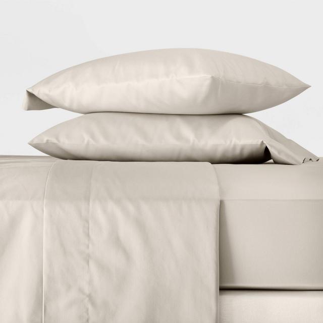 King 300 Thread Count Temperature Regulating Solid Sheet Set Natural - Casaluna™