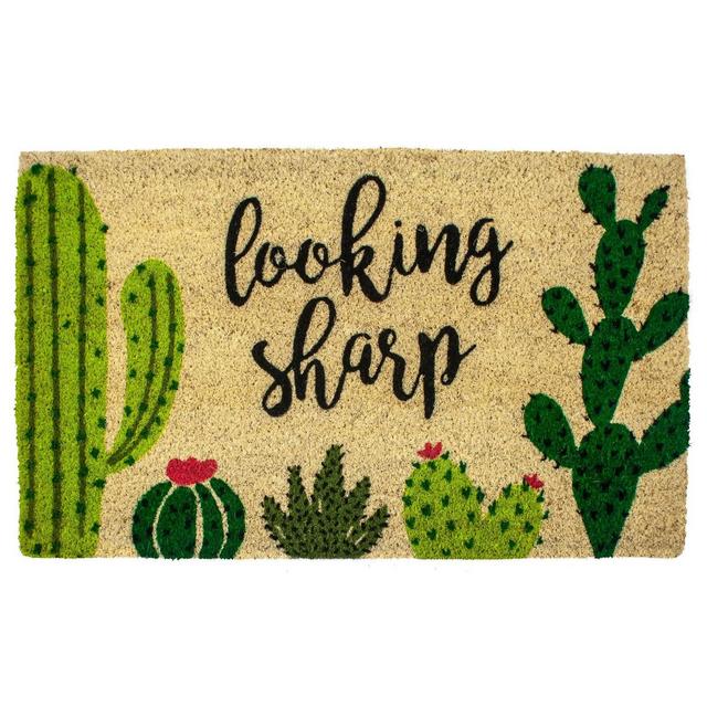 Entryways 1'4" x 2'4" Looking Sharp Cactus Indoor/Outdoor Doormat Green/Black