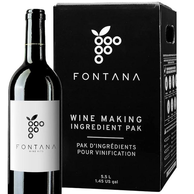 Fontana French Cabernet Sauvignon Wine Kit | Wine Making Ingredient Kit - 6 Gallon Wine Kit | Premium Ingredients for DIY Wine Making | Makes 30 Bottles of Wine
