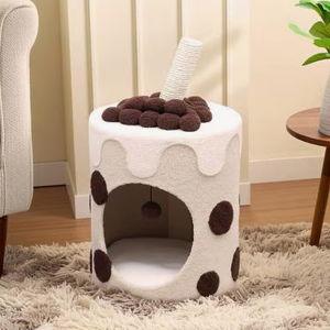 Happy & Polly Milk Tea Cup 26-in Fleece Cat Tree & Condo