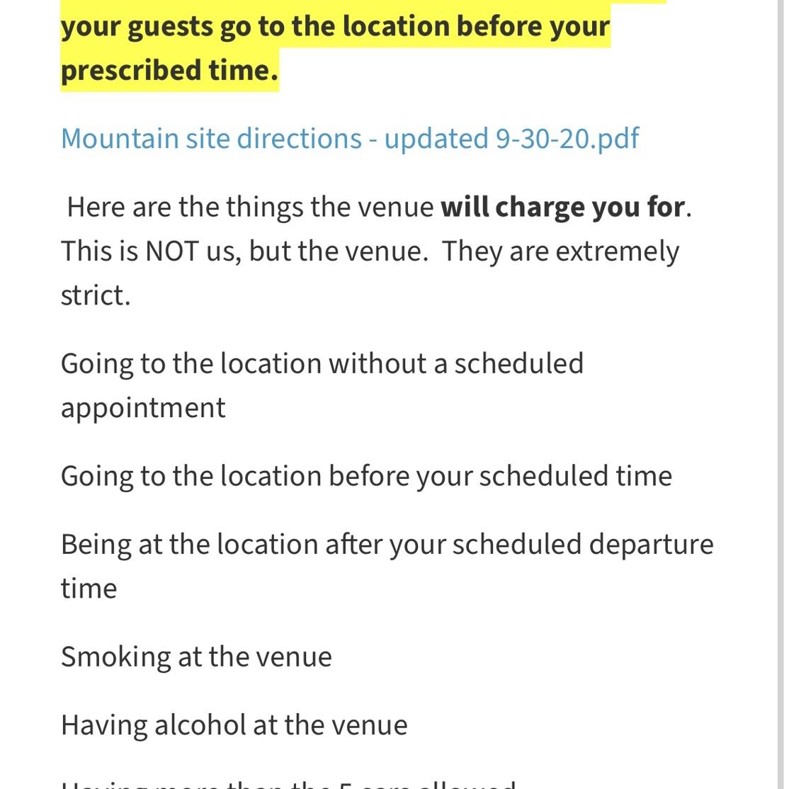 Unfortunate rules for the venue