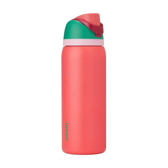 Owala FreeSip Insulated Stainless Steel Water Bottle with Straw for Sports, Travel, and School BPA-Free Sports Water Bottle, 32 oz, Strawberry Field
