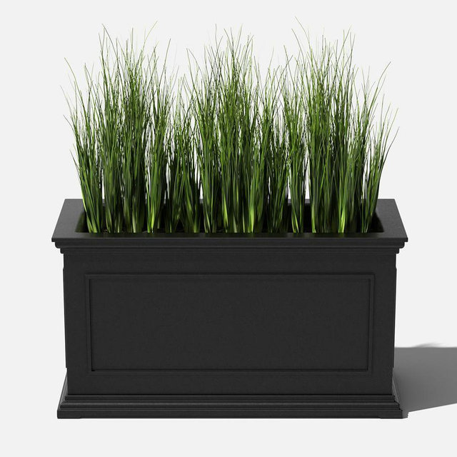 Veda Long Planter, Large, 33", Black