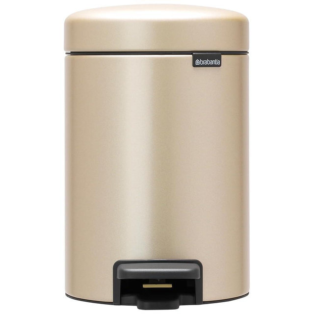 Brabantia New Icon Step Trash Can (0.8 Gal/Metallic Gold) Soft Closing Kitchen Garbage/Recycling Can with Removable Bucket