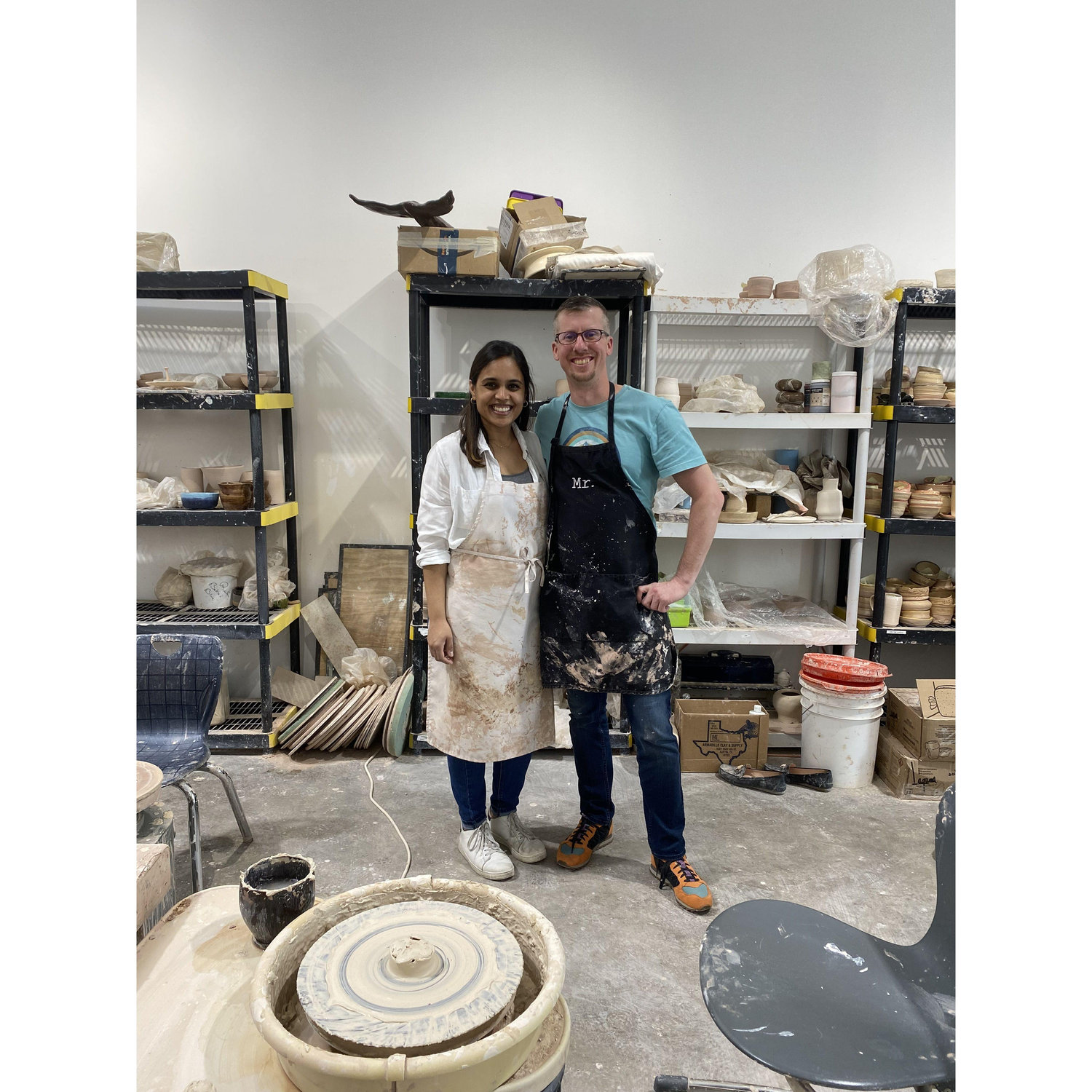 Our first time making pottery together
