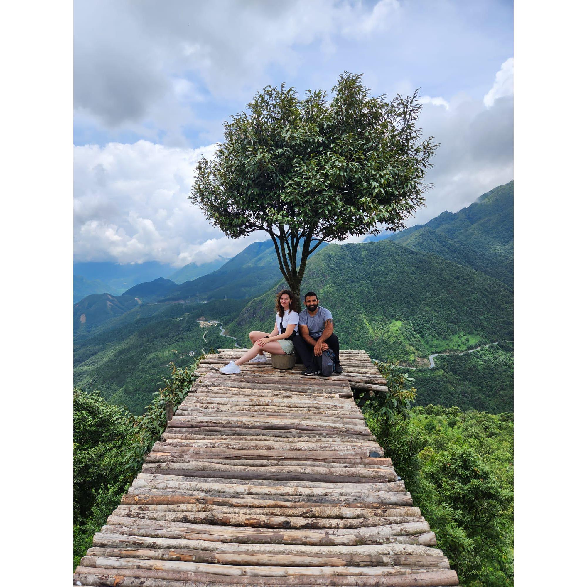 A little stop over a cliff in the mountains of North Vietnam