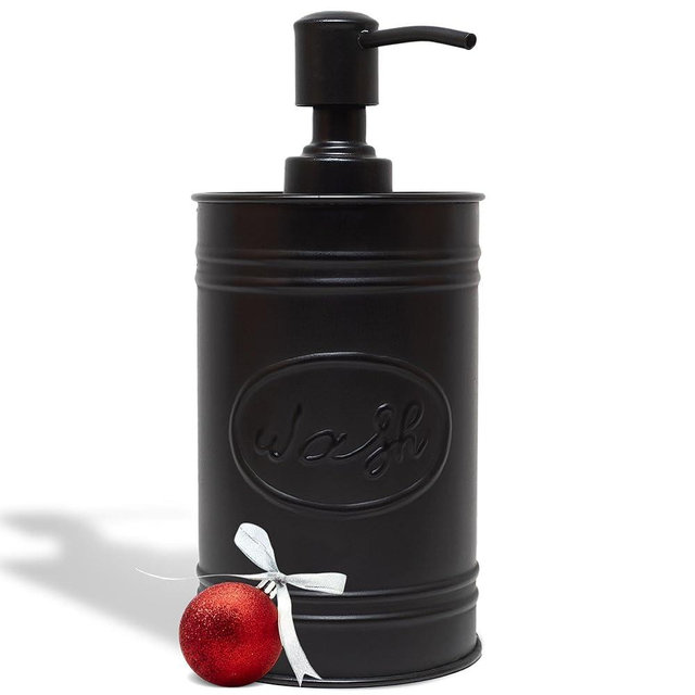 Autumn Alley Galvanized Farmhouse Soap Dispenser Kitchen - Liquid Soap Dispenser for Bathroom - Dispenser for Hand Wash, Sanitizer, Lotion, and Rustic Soap Dispenser Dish with Pump, 17.5 oz, Black