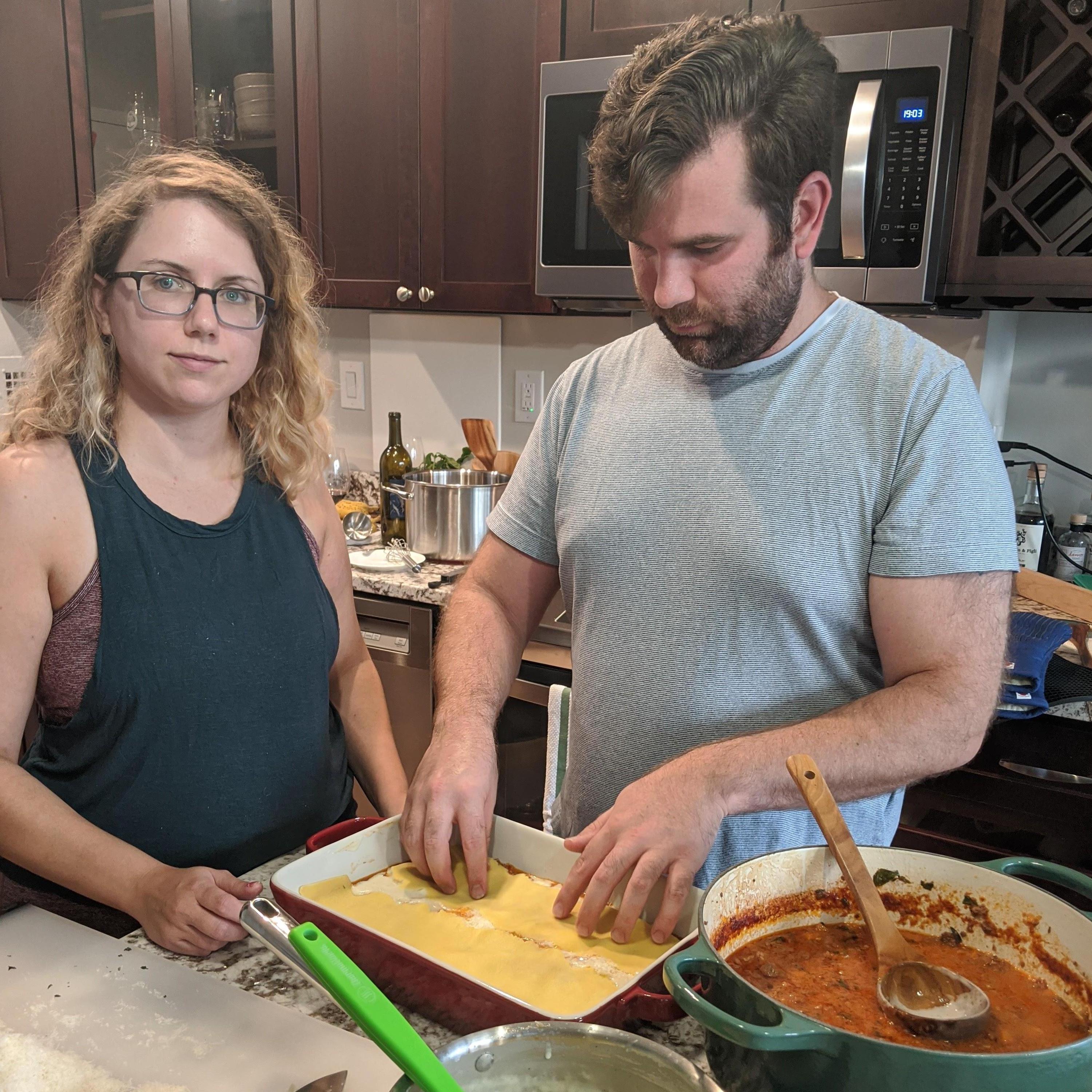 We love to cook together but don't get many pictures of us in action!