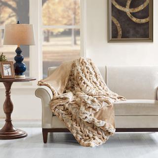Ruched Tip Dyed Faux Fur Throw