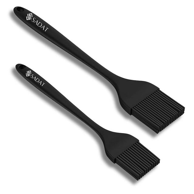 SADAT Basting Brushes, Heat-Resistant Silicone 2-Piece Set – BPA-Free, for Grilling, BBQ, Cookies Baking, Marinades, Pizza Sauces, Egg Wash brush, and Pastry Glazing, Dishwasher Safe