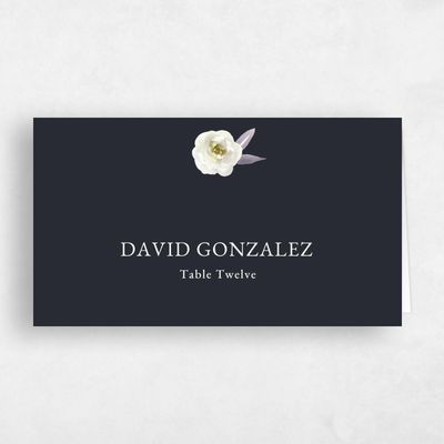 Ebony, Black Wedding Place Card - Windsong