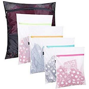 Set of 5 Mesh Laundry Bags-1 large, 2 medium & 2 small for Laundry,Blouse, Hosiery, Stocking, Underwear, Bra and Lingerie, Travel Laundry Bag