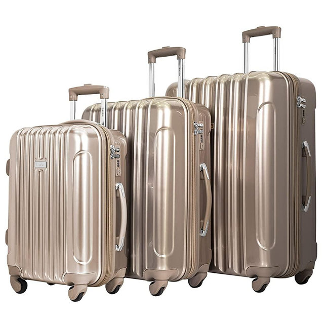 kensie Women's Alma Hardside Spinner Luggage, Pale Gold, 3 Piece Set (20/24/28)